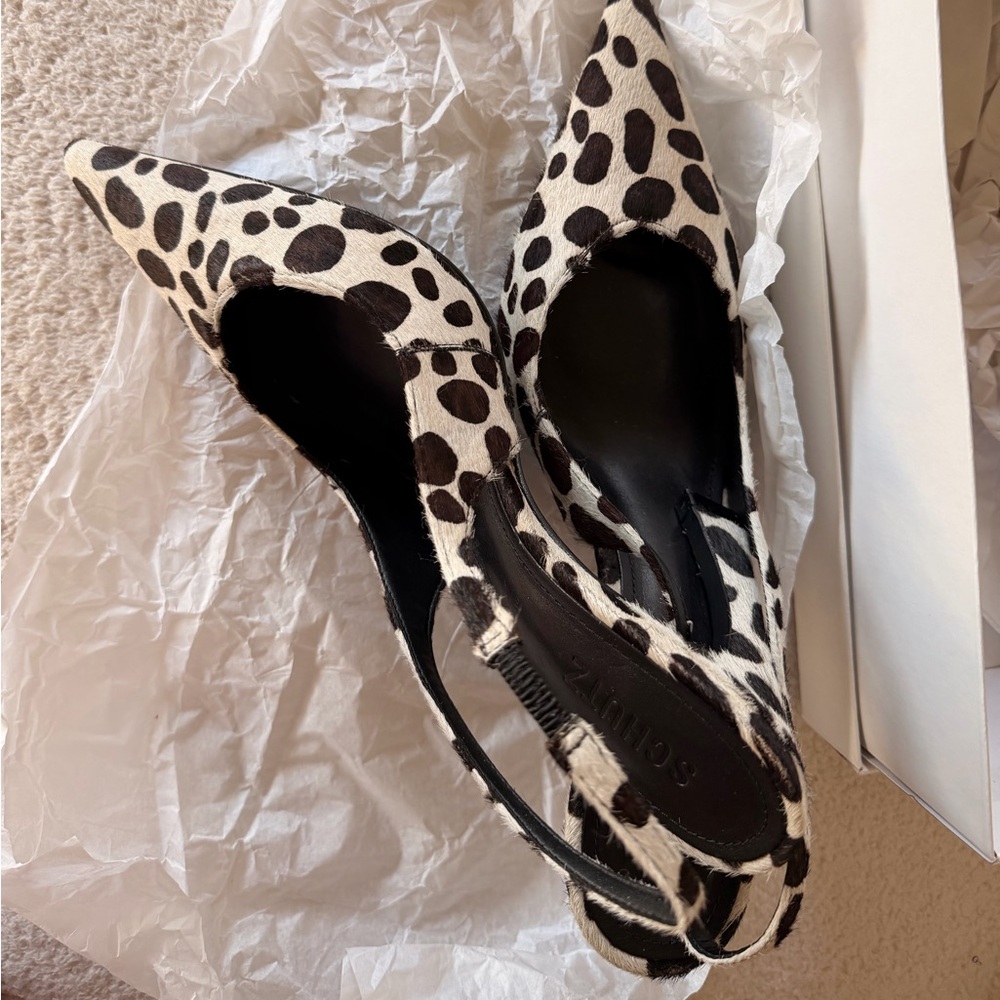 SCHUTZ Black and White Polka Dot Heels